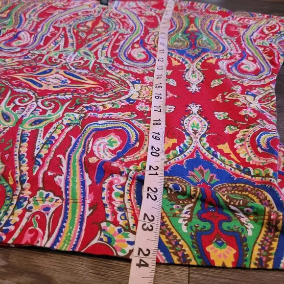Lauren Ralph Lauren Blouse Top Women's 2X Red Cotton Paisley Short Cap Sleeves - Picture 6 of 6